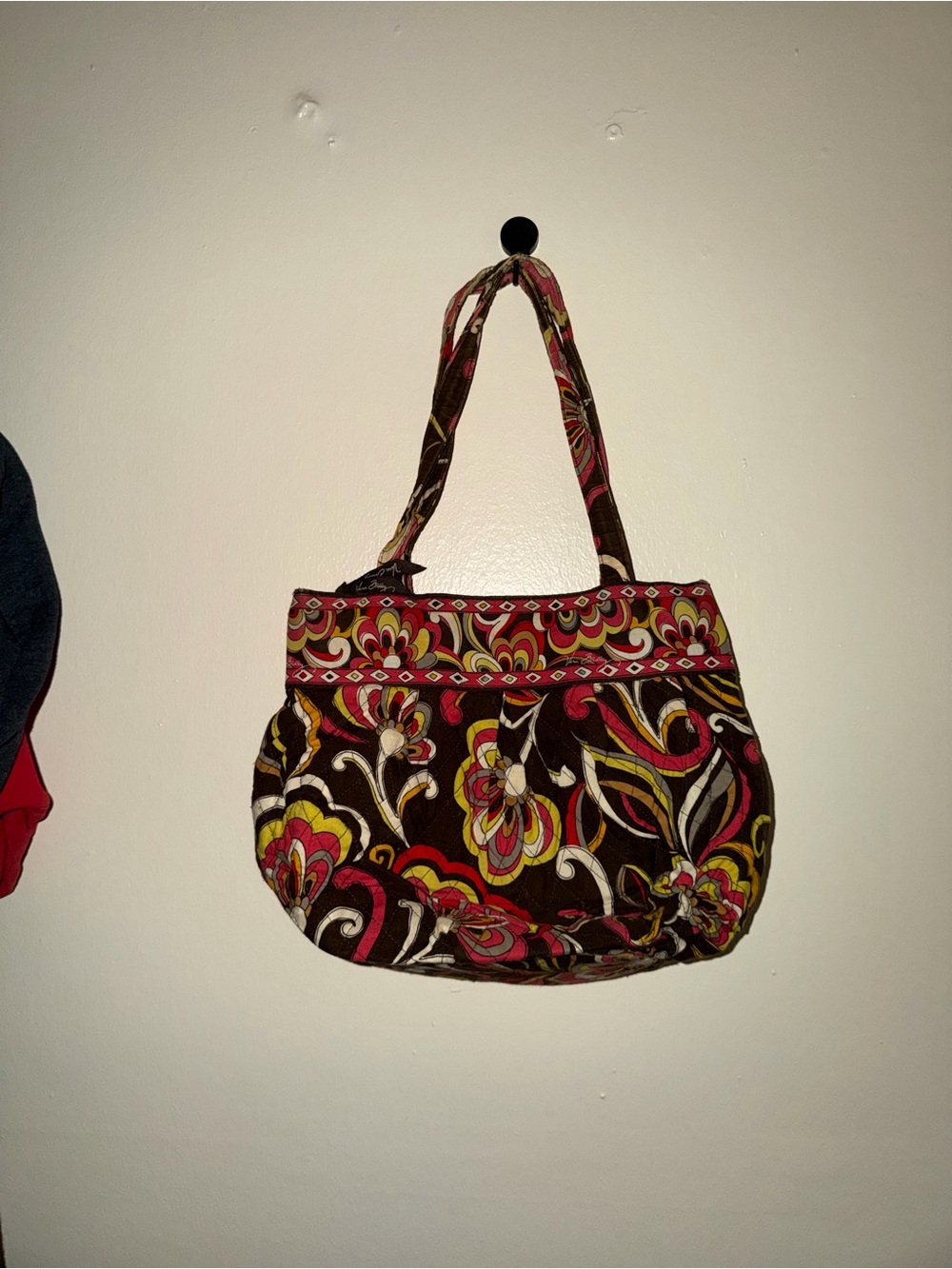 Vera Bradley- Quilted Floral Tote Bag in Brown, Pink & Yellow